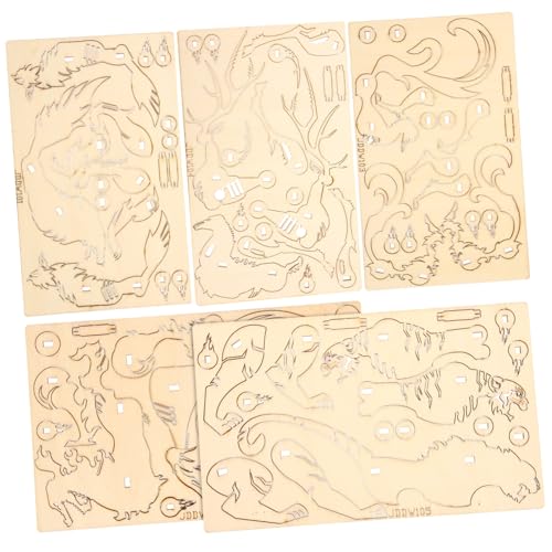 MOLUCKFU 5 Stück Teiliges Tierpuzzle für DIY Holzpuzzle mit Wolf Drache Fuchs Hirsch Tiger Pädagogisches Lernspielzeug Konzentration und Räumlichem Denken MOLUCKFU 5 Stück Teiliges Tierpuzzle für DIY Holzpuzzle mit Wolf Drache Fuchs Hirsch Tiger Pädagogisches Lernspielzeug Konzentration und Räumlichem Denken von MOLUCKFU