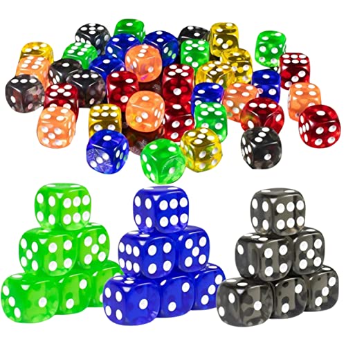 MOLUCKFU 50 Stück Transparente Würfel Partywürfel Brettspielzubehör Partyspielwürfel Bunte Würfel Zahlenwürfel Brettspielwürfel Zufällige Farbe von MOLUCKFU