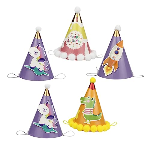MOLUCKFU Süßes Baby-geburtstagshut-set 5-teilig Papierhüte Dinosaurier-einhörner Foto-requisiten für Jungen und Mädchen MOLUCKFU Süßes Baby-geburtstagshut-set 5-teilig Papierhüte Dinosaurier-einhörner Foto-requisiten für Jungen und Mädchen von MOLUCKFU