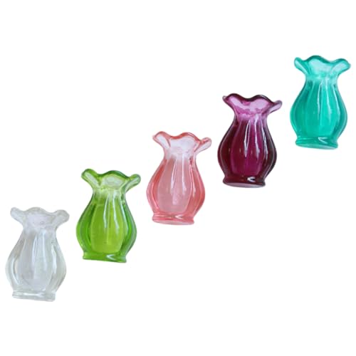 MOLUCKFU 5-teiliges Miniatur-Set Miniatur-Vase für Puppenhaus Kunstharz Kunststoff 5 Farben Wohnkultur Miniatur-Vase Modell von MOLUCKFU