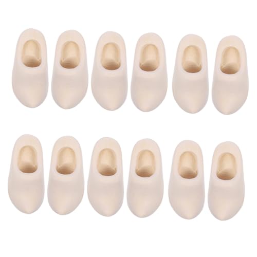 MOLUCKFU 6 Paare Mini Holzschuhe Unbemalte Holzschuhe für Puppenhaus Dekorationen DIY Blank Holzschuh Miniatur Niederländische Clogs für Puppenhaus Zubehör und Kreative Gestaltung von MOLUCKFU