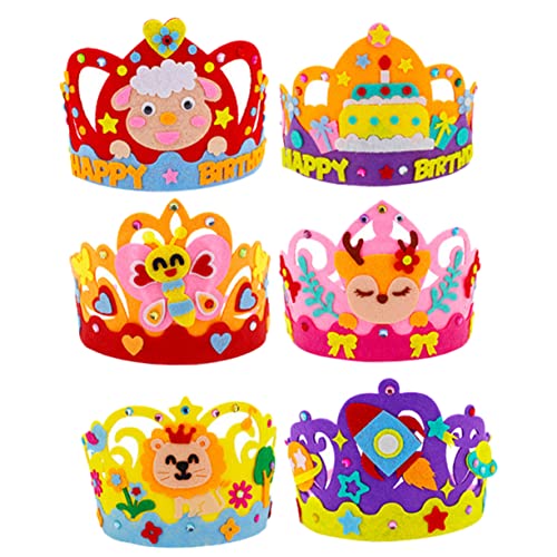 MOLUCKFU 6 Sätze Kronenhut Geburtstag birthday crown DIY zubehör DIY Vlieskrone von MOLUCKFU