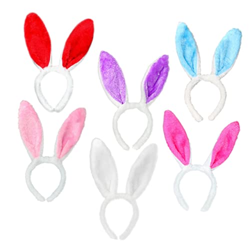 MOLUCKFU 6 Stück Haarreif mit Hasenohren für Teiliges Plüsch Stirnband Perfektes Kostüm Accessoire für Partys und Cosplay für Mädchen von MOLUCKFU