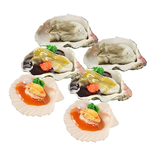 MOLUCKFU 6 Stück Simulation Austernmodell Miniatur Lebensmittel Realistisches Gefälschtes Lebensmittelspielzeug Rollenspiel Küchenzubehör Rollenspiel Lebensmittel Kinderspiel Lebensmittel von MOLUCKFU