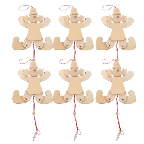MOLUCKFU 6-teilige Clown-Marionette Mit Zugschnur: Handgefertigte Marionettenpuppe Aus Holz Für Kinder – Blanko-Design Zum Bemalen Und Selbermachen – Verbesserung Der von MOLUCKFU