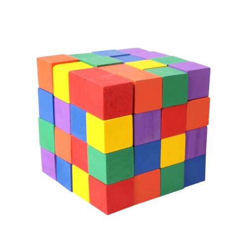 MOLUCKFU 60 Stück Pädagogische Bausteine ​​aus Holz Für Jungen Und Mädchen Würfelblöcke Lustige Und Geometrische Formen Spielzeug von MOLUCKFU