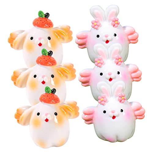 MOLUCKFU Frühlingsdeko Dekoration 6st Mikro-landschaftskaninchen Hasenfiguren Hasen Backdecor Ostern Garden Decor Gartendeko Osterndeko Hasenhandwerk Statue Kaninchen- Garten Kleine Einrichtung Harz von MOLUCKFU