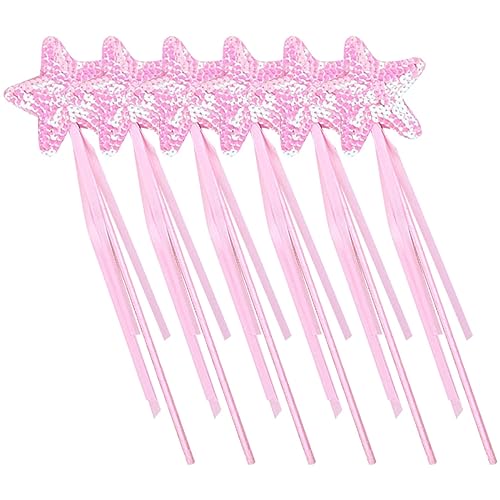 MOLUCKFU 6St Zauberstab aus Pailletten Ballettröckchen Feenhafte Requisiten Fee Kostüm Requisit Bausatz Sterne Fee Sticks Fee Cosplay Requisiten Sternenfee Zauberstab Feenstab Plastik Rosa von MOLUCKFU