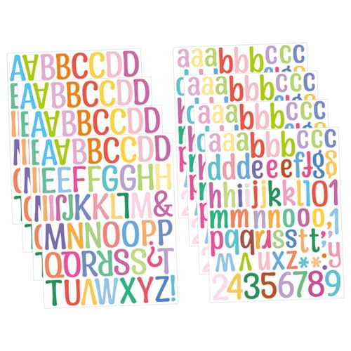 MOLUCKFU 8 Blätter Alphanumerische Aufkleber Alphabet Zahlenaufkleber Buchstaben Zahlenaufkleber Aufkleberbuchstaben Für Plakattafel Reflektierende Dekorative Zahlenaufkleber DIY von MOLUCKFU