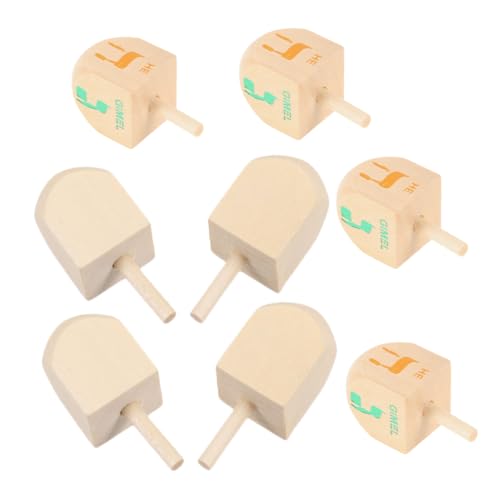 MOLUCKFU 8 Stück Chanukka-Dreidel Aus Holz, Kreisel, Spielzeug, Chanukka-Dreidel, DIY-chanukka-partydekorationen, Chanukka Zum Basteln von MOLUCKFU