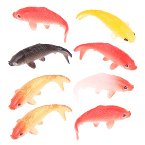 MOLUCKFU 8stücke Miniaturfisch Dekoration Für Puppenhaus Bunte Mini Simulation Karpfen Modelle Exquisites Mini-hauszubehör Kleine Kunstfische Für Miniatur-szenendekor von MOLUCKFU