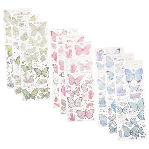 MOLUCKFU 9 Stück Goldfolie Schmetterling Aufkleber für Scrapbook Dekorative Bastelaufkleber Planerbedarf Einfaches Abziehen und Aufkleben Design MOLUCKFU 9 Stück Goldfolie Schmetterling Aufkleber für Scrapbook Dekorative Bastelaufkleber Planerbedarf Einfaches Abziehen und Aufkleben Design von MOLUCKFU