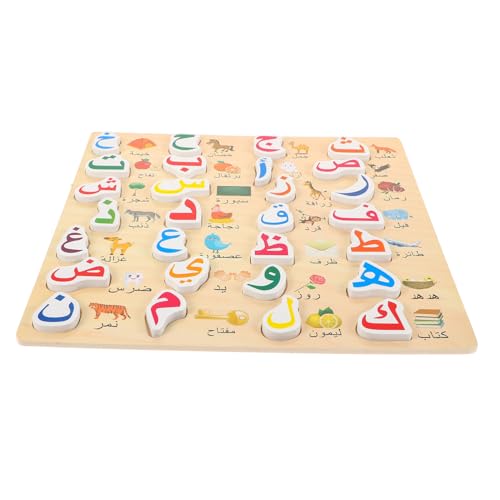 MOLUCKFU Arabisches Alphabet Holzpuzzle Lernspielzeug für Langlebiges Hölzernes Handgriff Brett Interaktives Arabisches Buchstaben Puzzle zur Kognitiven und Sprachentwicklung von MOLUCKFU