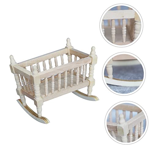 MOLUCKFU Babywiege Puppenhaus Möbel Mini Kinderzimmer Zubehör Verarbeitung Kompaktes Design Kreative Bastelidee für Puppenhaus Sammler von MOLUCKFU