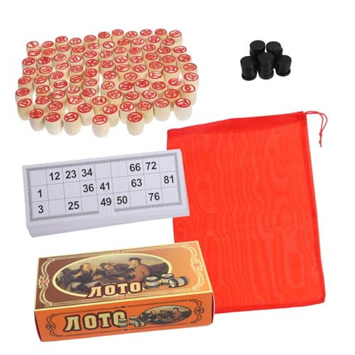 MOLUCKFU Bingo Spielset mit Doppelseitigen Holz Bingo Zahlenkarten und Spielfiguren Langlebiges Gesellschaftsspiel für Familienpartys Fördert Koordination und Logisches von MOLUCKFU