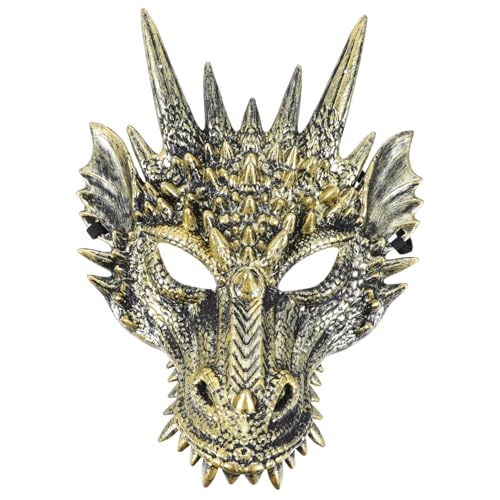 MOLUCKFU Cosplay Drachenmaske Gold Vollgesichtsmaske Tierkostüm Requisite Maskenball Halloween Kostüm Zubehör für Erwachsene und Jugendliche Karneval Party MOLUCKFU Cosplay Drachenmaske Gold Vollgesichtsmaske Tierkostüm Requisite Maskenball Halloween Kostüm Zubehör für Erwachsene und Jugendliche Karneval Party von MOLUCKFU