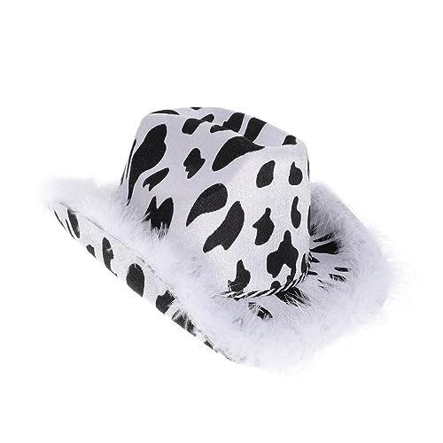 MOLUCKFU Cowboy-hut Cowgirl-hut Große Cowboyhüte Landhüte Kuhhut Cowboyhutband Geführter Cowboyhut Roter Cowgirlhut Halloween-kappen Kuhmütze Rosafarbener Cowboyhut Frauen Hut Feder von MOLUCKFU