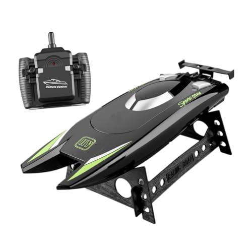 MOLUCKFU Fernsteuerbares Rc Boot Hochgeschwindigkeits Elektroboot aus Premium Kunststoff Mini Wasserfahrzeug für Pools Badewannen Kleine Teiche Geeignet für Erwachsene Schwarz von MOLUCKFU