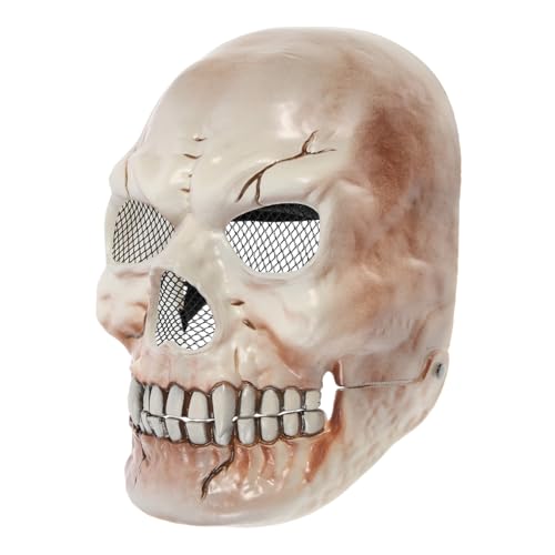 MOLUCKFU Halloween Cosplay Skull Maske mit Beweglichem Mund Gruseliges Kunststoff-skelettgesicht Party Requisite für Maskenball Karneval und Halloween Kostüm von MOLUCKFU