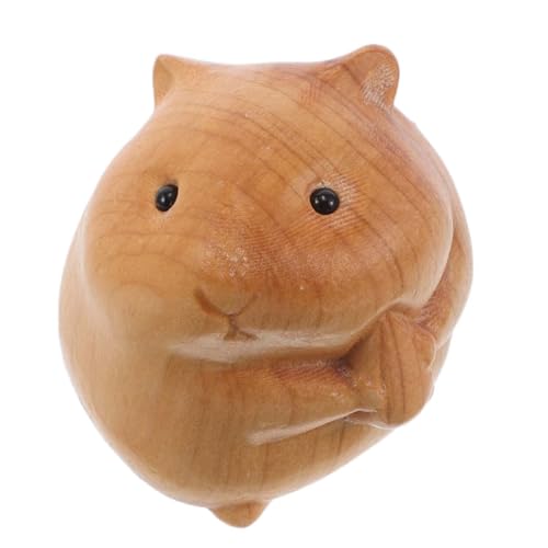 MOLUCKFU Handgefertigte Holz Geschnitzte Tierstatue Entzückendes Hamster-heimdekor-Spielzeug Trauriges Hamster-Spielzeug von MOLUCKFU