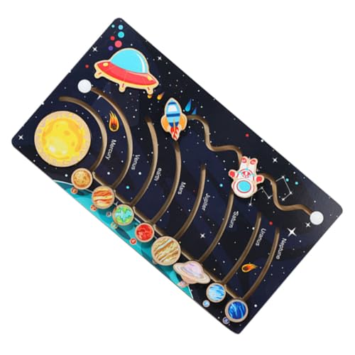 MOLUCKFU Holzspielzeug Sonnensystem Puzzle für Lernspielzeug mit Planeten Fördert Kreativität Hand Auge Koordination und Kognitive Fähigkeiten Pädagogisches Weltraumspiel für Vorschule von MOLUCKFU