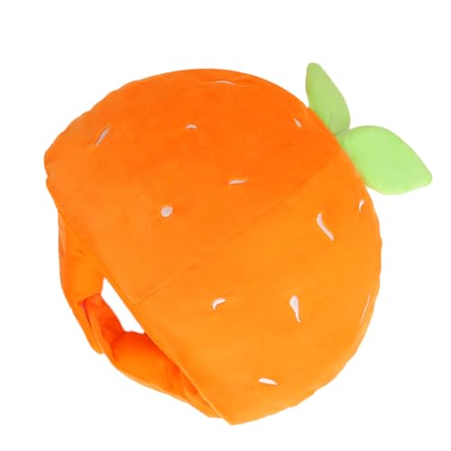MOLUCKFU Lustiger Plüsch Partyhut Orange Fruchtform Verstellbares Kostüm Accessoire für Karneval Cosplay und Foto Shooting Bequemes Kopfteil für Geburtstag Fest und Feier von MOLUCKFU