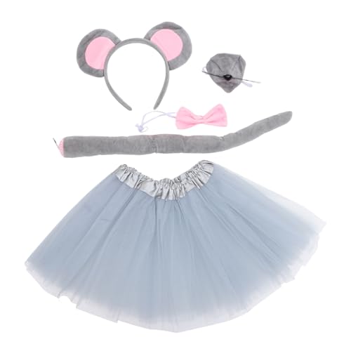MOLUCKFU Mäusekostüm Teiliges Set mit Weichem Stirnband Ohren Schleife Nase und Tüllrock Bequemes Tierkostüm Zubehör für Halloween Fasching Cosplay und Kostümpartys MOLUCKFU Mäusekostüm Teiliges Set mit Weichem Stirnband Ohren Schleife Nase und Tüllrock Bequemes Tierkostüm Zubehör für Halloween Fasching Cosplay und Kostümpartys von MOLUCKFU