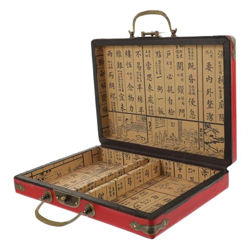 MOLUCKFU Mahjong-aufbewahrungsbox Mit 24 Zahlen Retro-holzkoffer Mit Deckel Tragbar Für Unterwegs von MOLUCKFU
