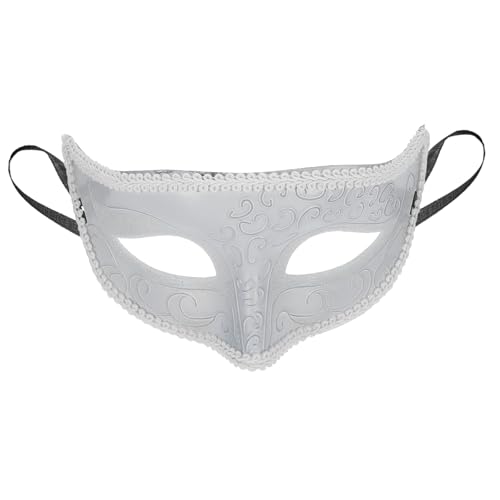 MOLUCKFU Maskerade-Maske Dekorationen für Maskerade-Partys Maskerademaske mit Stock Abendmaske halloween maske gesichts maske Partyzubehör Halloween-Spitzenmaske Abs Weiß von MOLUCKFU