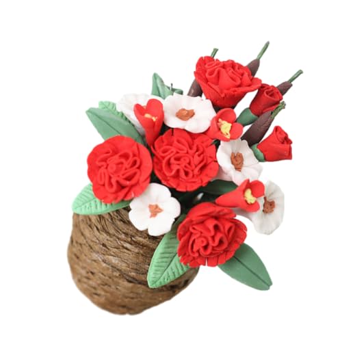 MOLUCKFU Mini Blume, Puppenhaus Zubehör, Miniatur Topfpflanze Für Puppenhaus, Miniatur Topfblume, Miniatur Blume, Miniatur Blumentopf, Mini Topfblume Für Puppenhaus, Kleiner Bonsai von MOLUCKFU