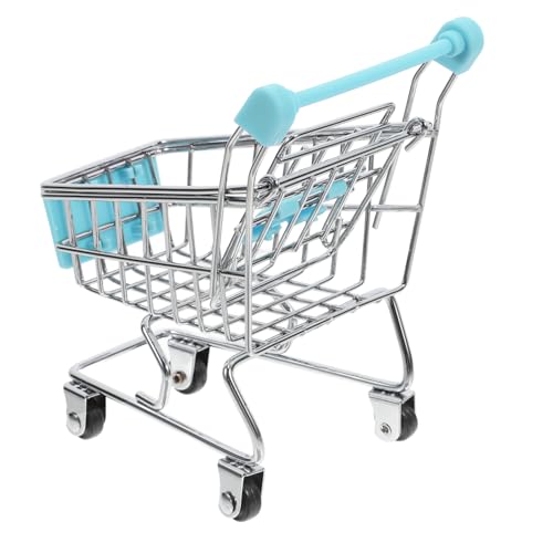 MOLUCKFU Mini Einkaufswagen Für Imitierter Einkaufswagen Aus Ideal Für Puppenhaus Dekoration Kleiner Blauer Einkaufswagen Perfektes Accessoire Für Kreative Aufbewahrung von MOLUCKFU