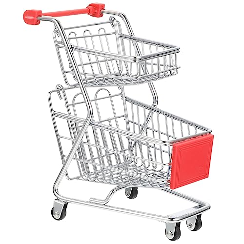 MOLUCKFU Mini Einkaufswagen Für Roter Mini Handwagen Aus 2 Stöckig Ideal Für Und Dekoration Auf Dem Schreibtisch Perfektes Für Kleine Käufer von MOLUCKFU