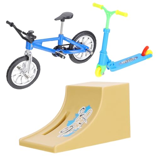 MOLUCKFU Mini Finger Toys mit Finger Bike Ramp und Mini Scooter Tragbares Fingerspielzeug für Erwachsene Fördert Fingerkoordination und Geschicklichkeit Geschenk für Familie und Freunde von MOLUCKFU