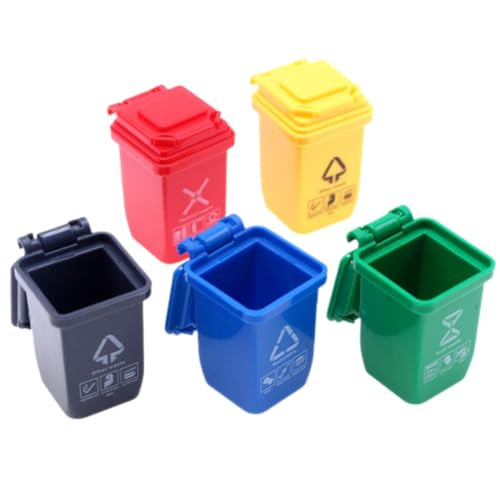MOLUCKFU Mini Mülltonnen Set 5 Stück Miniatur Mülltonnen Für Sandtisch Deko Mini Hausmüll Modelle Realistische Mülltonnen Für Modellbau Und Puppenhaus von MOLUCKFU