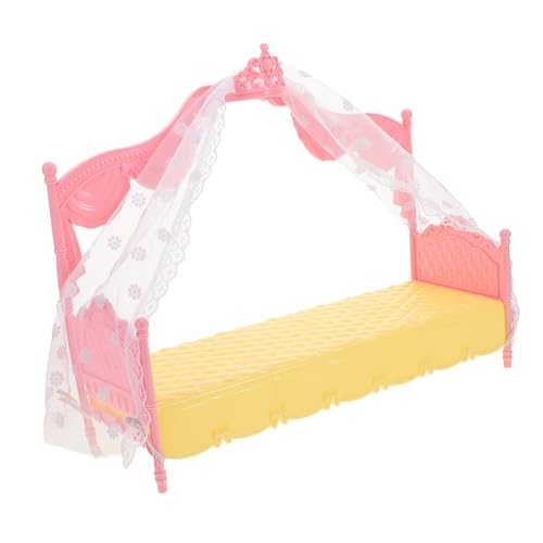 MOLUCKFU Mini Puppenhaus Bett Modell mit Schlafvorhang Prinzessin Schlafzimmer Möbel Zubehör für Mädchen Spielzeugbett für Puppenhaus Bunte Kombination aus Rosa und Gelb Fördert Kreativität MOLUCKFU Mini Puppenhaus Bett Modell mit Schlafvorhang Prinzessin Schlafzimmer Möbel Zubehör für Mädchen Spielzeugbett für Puppenhaus Bunte Kombination aus Rosa und Gelb Fördert Kreativität von MOLUCKFU