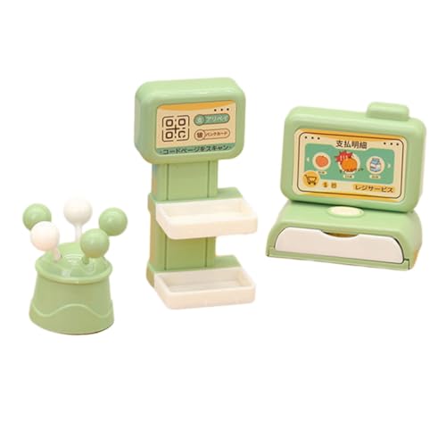 MOLUCKFU Miniatur Kasse Spielzeugset mit Lutscher Puppenhaus Zubehör Realistische Elektronische Kassenstation für Fördert Feinmotorik und Kommunikation Beim Supermarkt Rollenspiel von MOLUCKFU
