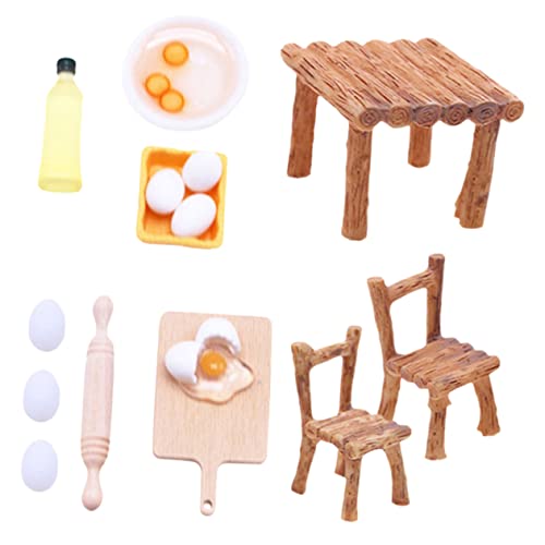 MOLUCKFU Puppenhaus Zubehör Miniatur Küchenspielset Für Puppenhaus 1 Set Mit Holzstühlen Miniatur Esstisch Und Backutensilien Aus Resin Ideal Für Kreative Spielszene Und Dekoration Ihrem Puppenhaus von MOLUCKFU