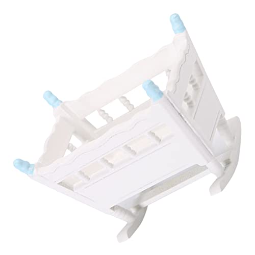 MOLUCKFU Miniatur Puppenwiege Miniatur Babybett Modell für Puppenhaus Blau Miniaturmöbel Detailgetreu Dekoratives Kinderzimmer Zubehör für Puppenhaus von MOLUCKFU