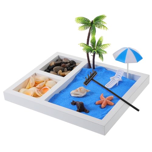 MOLUCKFU Tabletop Zen Garten Sand Strand Landschaft Desktop Schmuck Set MOLUCKFU Tabletop Zen Garten Sand Strand Landschaft Desktop Schmuck Set von MOLUCKFU