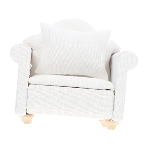 MOLUCKFU Miniatursofa Weiß im Europäischen Stil mit Kissen Puppenhausmöbel Detailgetreues Modell für Miniatur Wohnzimmer Hochwertiges Miniatursofa Zubehör von MOLUCKFU
