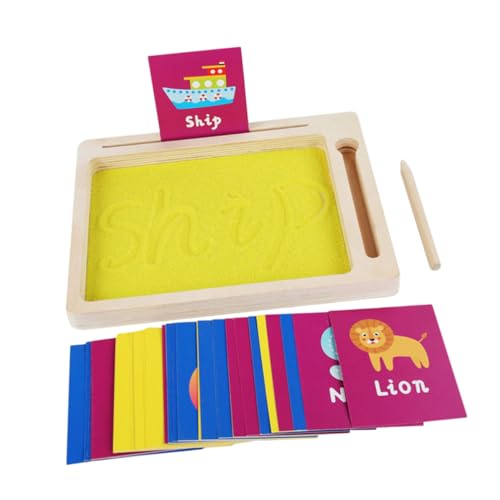 MOLUCKFU Montessori Sandmalset aus Holz und Papier für Kleinkinder Kreatives DIY Lernspielzeug zum Schreiben von Buchstaben und Zahlen Fördert Frühe Bildung und Sensorisches Spielspaß von MOLUCKFU