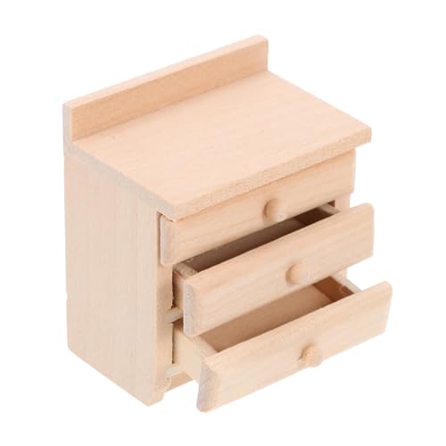 MOLUCKFU Nachttisch aus Holz Vintage Schubladenkommode für Puppenhaus Realistische Möbel für Miniaturwohnzimmer und Schlafzimmer Perfektes Zubehör für Sammler und DIY Modelle von MOLUCKFU