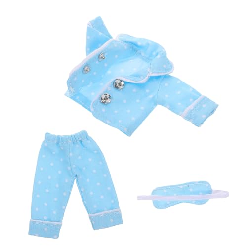 MOLUCKFU Puppen Schlafanzug aus Baumwolle mit Blau Weißem Punktmuster Detailreiche Bequeme Schlafkleidung für Bjd Puppen Vielseitig für Zuhause und Freizeit Geeignet von MOLUCKFU