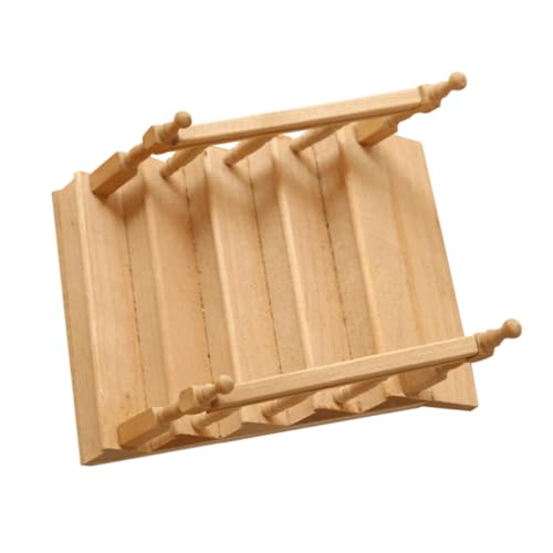 MOLUCKFU Puppenhaus Miniatur Holztreppe Mit Handlauf Feengarten Treppenhaus DIY Unbemaltes Treppenmodell Für Mikrolandschaft von MOLUCKFU