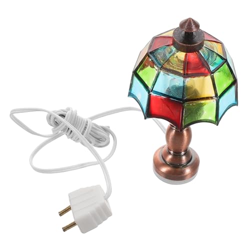 MOLUCKFU Puppenhaus Miniatur LED Tischlampe Retro Stil Dekorative Miniatur Tischleuchte für Puppenstube Warmes Licht Batteriebetrieben für Kleine Räume und Miniaturszenen von MOLUCKFU