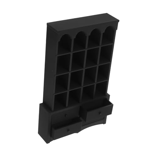 MOLUCKFU Puppenhaus-bücherregal: Mini-Schrank Für Mini-bücher, Miniatur-bücherregal Aus Miniatur-puppenhausmöbeln, Puppenhaus-bücherregal Aus Holz, Bücherregal, Schwarz von MOLUCKFU
