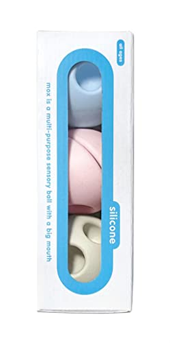 MOLUK 2843362 MOX Spielball, 3er Set, innovatives Spielzeug aus Silikon, Lernspielzeug ab 0+ Monaten, Pastell (Eisblau, Rosa, Beige) von MOLUK