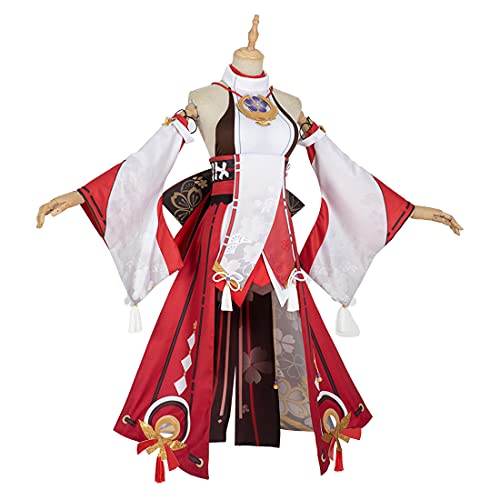 MOLVUS Genshin Impact Guuji Yae Cosplay Kostüm Outfit mit Kopfbedeckung, Rollenspiel Verkleidung Komplettes Set für Halloween-Partys von MOLVUS