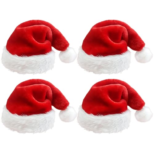 MOMAHUA Weihnachtsmannmütze, Rot, Weihnachtsdekoration (Erwachsene) von MOMAHUA
