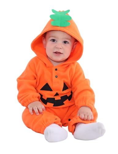 MOMBEBE COSLAND Baby Jungen Kürbis Halloween Kostüm Strampler,Orange (Kürbis),0-6 Monate (70) von MOMBEBE COSLAND